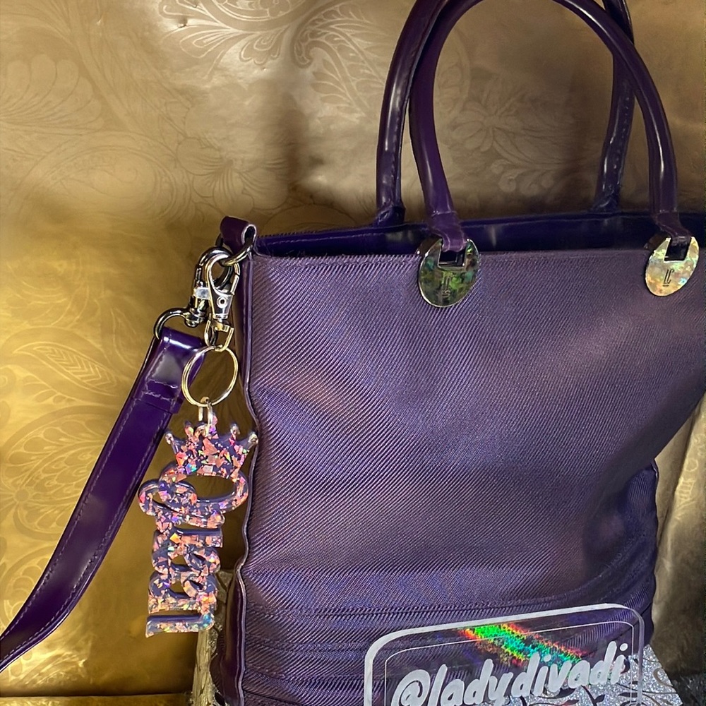 Queen KeyChain / Purse Charm Purple and Rose Gold Sparkle - Picture 9 of 15